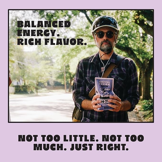 Control Freak Coffee Balanced – 50% Caffeine Whole Bean Coffee (12 Oz) | Half Caff Coffee Blend for Smooth Focus, Full Flavor for Half the Buzz | Sugarcane Decaf, Freshly Roasted Coffee Beans