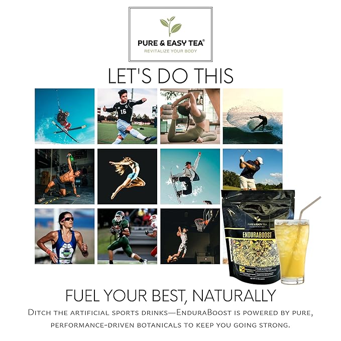 Pure And Easy Tea, EnduraBoost, Clever Endeavor & Glass Brewing Mug, Performance Tea Bundle, Caffeinated, 100% Natural Premium Loose Leaf Tea Blends, 200g/7.1oz