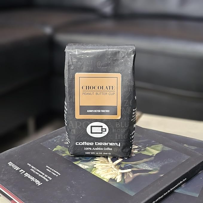 Chocolate Peanut Butter Cup Decaf Coffee by Coffee Beanery | 12oz Flavored Decaf Coffee Beans Medium Roast Coffee | 100% Specialty Arabica Coffee Whole Bean | Gourmet Coffee Whole Beans
