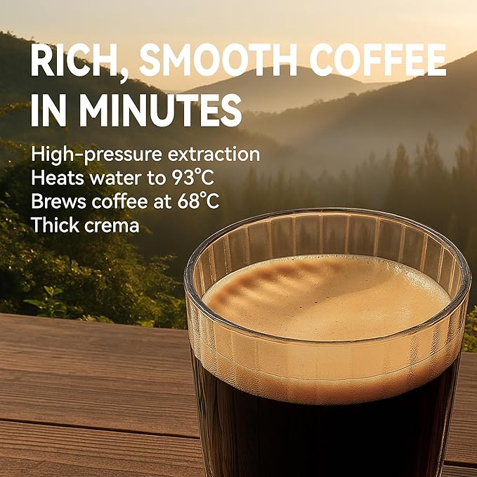 Portable Electric Espresso Machine, Travel Coffee Maker for Camping, Car Coffee Maker Self-Heating with USB-C, With Ground Coffee & NS Capsule for RV, Hiking, Office (Black)