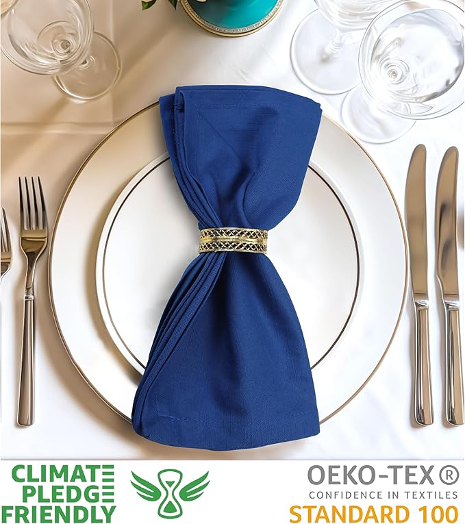 Urban Villa Dinner Napkins Solid Slub Set of 6 Royal Blue Color Premium Quality Dinner Napkins Size 20X20 in Cloth Napkins Cotton Cloth Napkins with Mitered Corners Ultra Soft DinnerNapkins