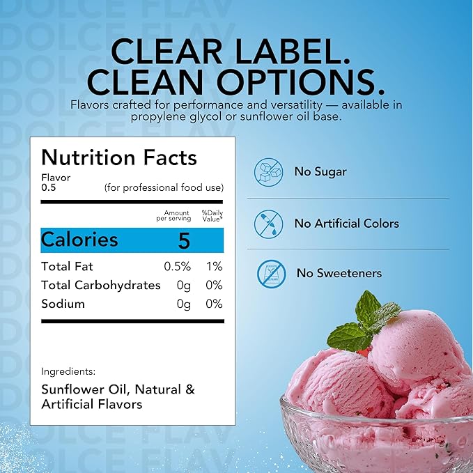 Dolce Flav Bubble Gum Extract – 8 Ounce Oil-Soluble Kosher, Sugar-Free, Concentrated Classic Bubble Gum Flavoring for Baking, Chocolates & Desserts