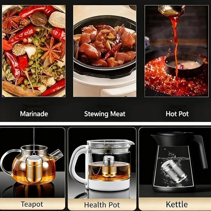 Stainless Steel Infuser Tea Drain Strainer Seasoning Strainer Spice Infuser for Cooking with Chain Hook (176ML)
