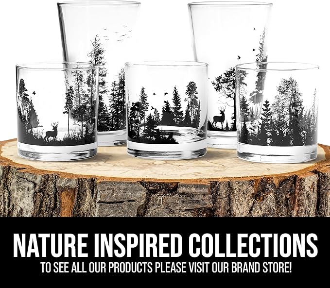 Pint Glasses by Black Lantern – Beer Glasses for Craft Beer Enthusiasts - Set of Two 16oz. Glasses - Bigfoot in the Forest Cocktail and Drinking Glasses - Bigfoot Lover Gifts