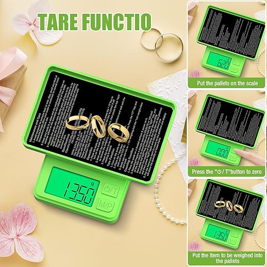 Digital Pocket Grams Scale, Diyife 1000g/0.01g High Precision, 7 Units Conversion Mini Scale with LCD Display, Tare Function for Food, Jewelry, Powder, Green