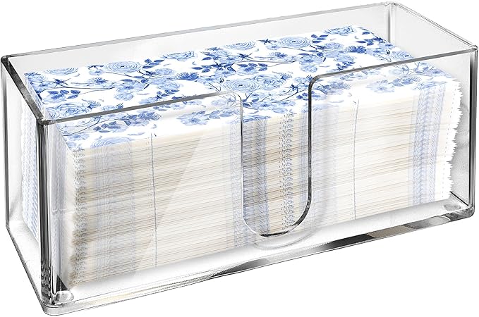 Acrylic Paper Towel Holder for Bathroom or Kitchen – Clear Countertop Dispenser for Trifold, Multifold, C-Fold Napkins, Disposable Hand Towels, Modern Napkin Tray, 10.75 x 4.125 x 5 Inch