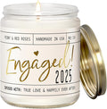 Engagement Gift, Engagement Gifts for Couples -'Engaged 2025' Candle, w/Peony & Rose Wedding Bouquet I Fiance Gifts for Women I Engaged Gift for Her I 50Hr Burn, USA Made
