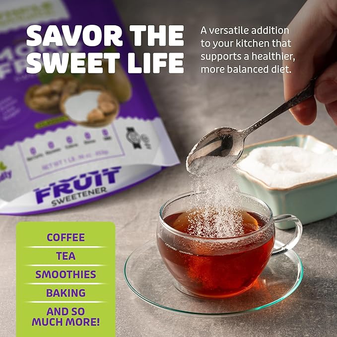 Whole Nature Monk Fruit Sweetener 1:1 Baking Sugar Substitute Made in the USA – Granulated Blend With Erythritol – Zero Calorie – Keto – Paleo – Non-GMO – Kosher - Natural Alternative – 1lb Pouch