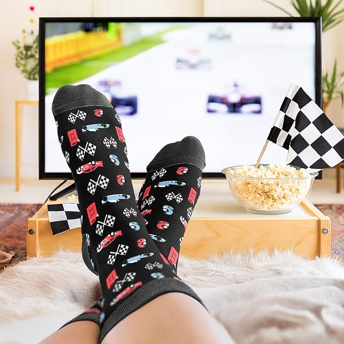 VICRAZY Racing Car, Sport Car Socks for Men, Women - Formula 1 Gifts, Racing Socks, Stocking Stuffers for Men, Women