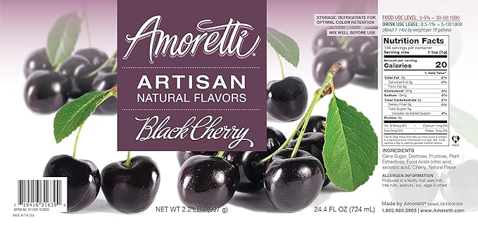 Amoretti - Natural Black Cherry Artisan Flavor Paste, 2.2 lbs, Perfect For Ice Cream, Beverages, Cakes, and more, Preservative Free, Vegan, Gluten Free, No Artificial Sweeteners, Highly Concentrated