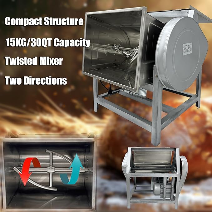 INTSUPERMAI Commercial 15KG Dough Mixer Machine Electric Flour Mixer with 90 Degree Tilt Bowl for Dough Mixing Kneading Capacity 30QT 1500W