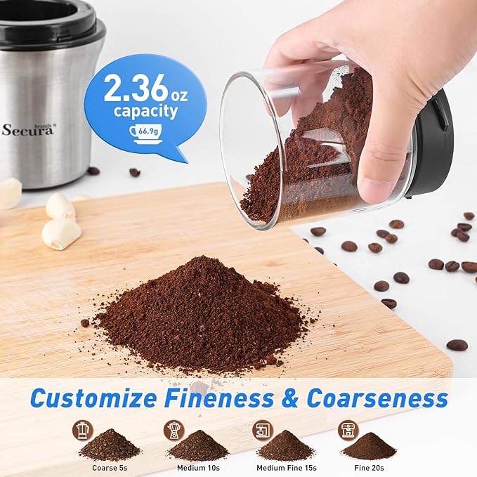 Coffee Grinder Electric Spice Herb Seeds Grinder with Two Glass Bowl, Dry and Wet Grinder