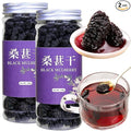 Wanhua Hall Premium Dried Black Mulberries Fruit Black Mulberry Tea No Sugar Added, No Additives, All Natural, Unsulfured Great for Desserts and Tea, Healthy Fruit Snack 黑桑椹干 桑葚280g/10oz