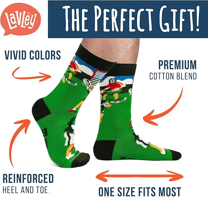 Lavley Funny Socks for Sports Fans and Players - Cool Novelty Gifts for Men, Women, & Teens