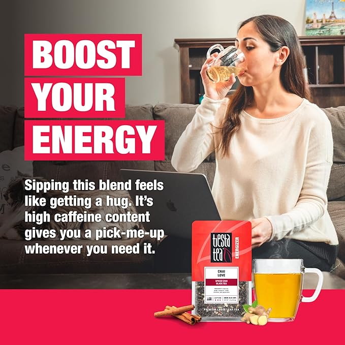Tiesta Tea - Chai Love | Loose Leaf | Spiced Chai Black Tea | Premium Blend | High Caffeinated Black | Make Hot or Iced Brews Up to 25 Cups | 1.9 Ounce Resealable Pouch