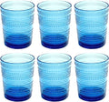 Beaded Double Old Fashioned Drinkware, Indoor/Outdoor, Cobalt Blue, 15.6 oz., Set of 6