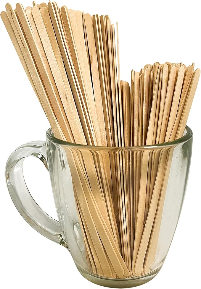 200 Count | KingSeal Natural Birch Wood Coffee Beverage Stirrers, Stir Sticks, Waxing Sticks, 5.5 Inches, Round End, Eco Friendly - 2 Boxes x 1000