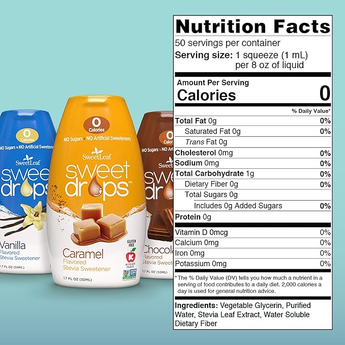 SweetLeaf Sweet Drops - Flavored Stevia Liquid Sweetener, Stevia Extract, Zero Calories, Gluten Free, Keto Friendly, Non GMO, Natural Flavor, Sugar Alternative - Variety Pack, 1.7 Fl Oz (Pack of 3)
