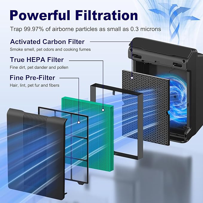 116130 Toxin Absorber Replacement Filter H for Winix 5500-2 AM80 Plasmawave Air Purifier, True HEPA Filter and Activated Carbon Filter Combo Pack, 2 Set, Green