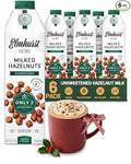 Elmhurst 1925 Unsweetened Hazelnut Milk - 32 Ounce (Pack of 6) Dairy-Free, Gluten-Free, Vegan, Kosher, Shelf Stable Milk Made with Water & Hazelnuts for Healthier, Simpler Plant-Based Alternatives
