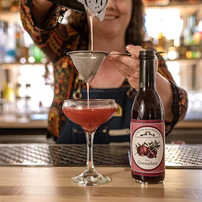 Liquid Alchemist Grenadine Syrup for Cocktails - Real Ingredients Make our Pomegranate Syrup the Perfect Shirley Temple Mix - Our Small Batch Grenadine is Non-GMO, Gluten Free & Vegan (12.7 oz)