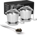Numola Tea Infuser for Loose Tea, Loose Leaf Tea Infusers Set, Fine Mesh Tea Steeper with Spoon and Drip Trays, Tea Diffusers with Extented Chain Hook for Tea Lovers