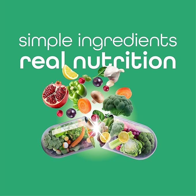 Zena Nutrition Organic Super Greens Fruit & Veggies Supplement, 70+ Superfoods from Fruit & Vegetables, Spirulina, Chlorella, Prebiotics & Probiotics, Digestive Enzymes for Gut Health, 180 Capsules
