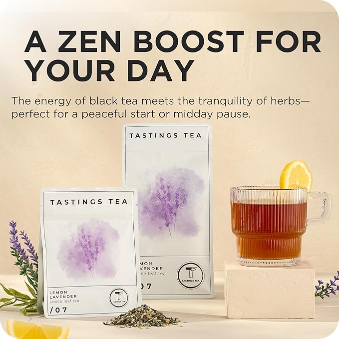 Tastings Tea Lemon Lavender Blend - 2.2oz Loose Leaf | Medium Caffeine Levels