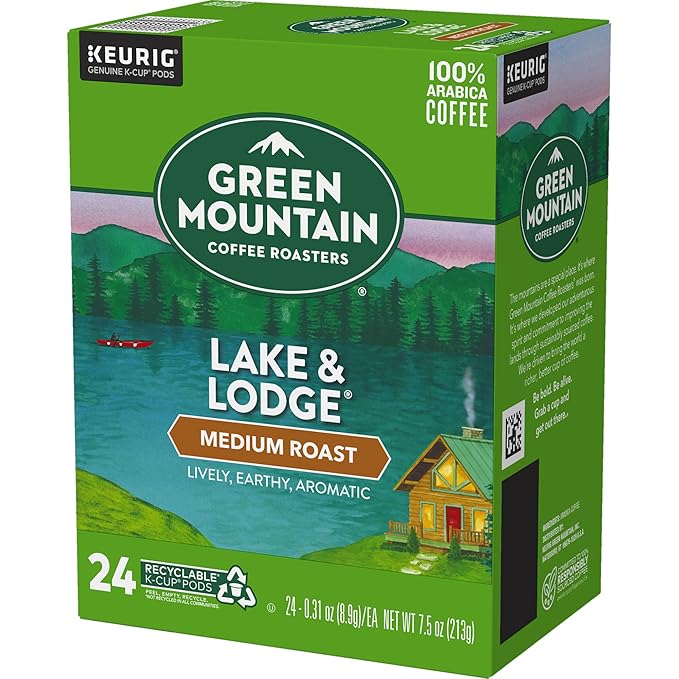Green Mountain Coffee Roasters Lake and Lodge Blend Keurig Single-Serve K-Cup pods, Medium Roast Coffee, 96 Count