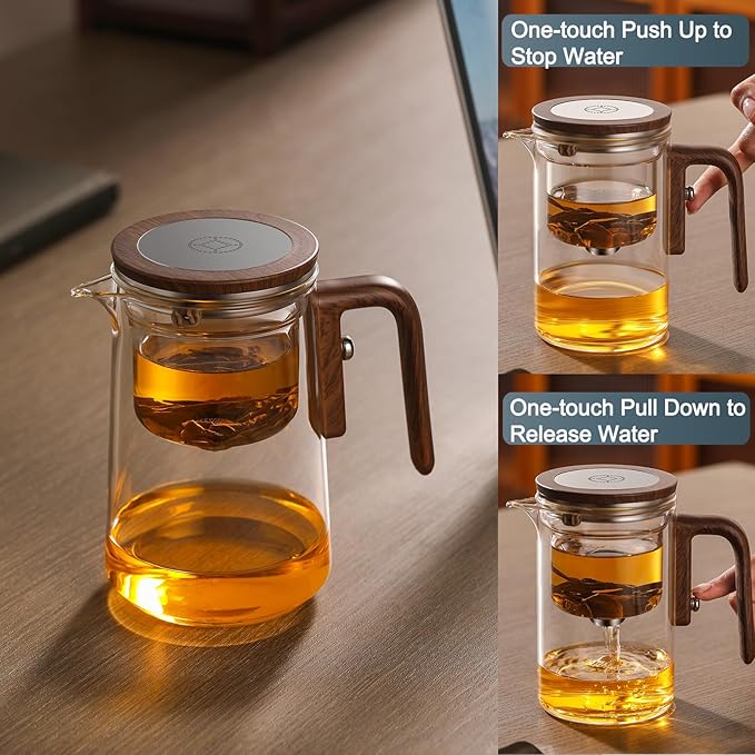 Enchanti Tea Pot, Witchcraft Magical Enchanted Glass Teapot with Strainer, 800ml Magnetic Filtration Pot with Handle, for Home, Gifting, Outdoor and Office