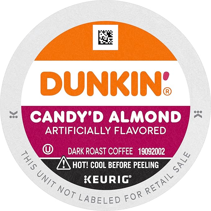 Dunkin' Candy'd Almond Dark Roast Flavored Coffee, 10 Keurig K-Cup Pods