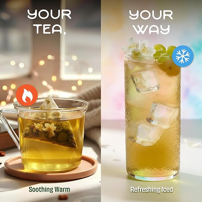 Tea Facto Green Goddess* Jasmine Green Tea with Dried Grapes and Gardenia - Clean Caffeine, Natural Fiber, Zero Added Sugar - 10 Count