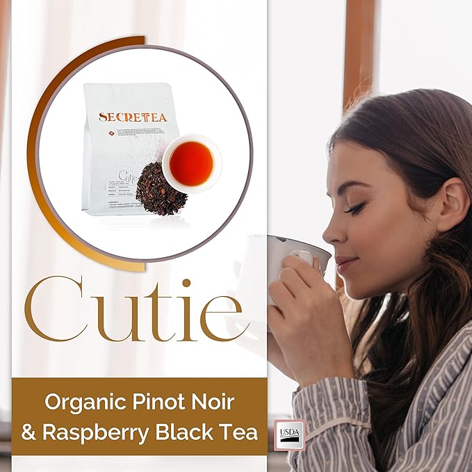 Organic Hibiscus Pinot Noir & Raspberry Black Tea I POWERFUL ANTIOXIDANTS I 12 Oz Berry Fruit Black Tea (150+ Cups) I 100% Real Ingredients | T SECRETEA, Cutie