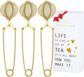 Tea Infuser Tea Ball Tea Filter with Clip for Brew Loose Tea Perfect Pincer Tea Infuser Busket Colador Infusor té Metal Mesh Tea Filter Sifter Fine Mesh Ball Tea Filter (Gold Long Handle Tea Filter)
