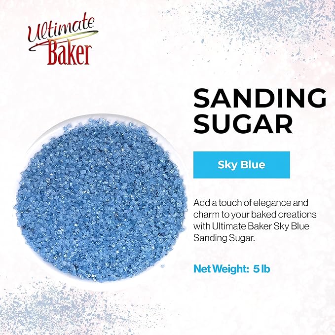 Ultimate Baker - Sanding Sugar, Sky Blue - Vibrant, Naturally Colored Baking & Decorating Sugar, Perfect for Sprinkling on Cakes, Desserts & Confections, Medium Crystal - 8oz