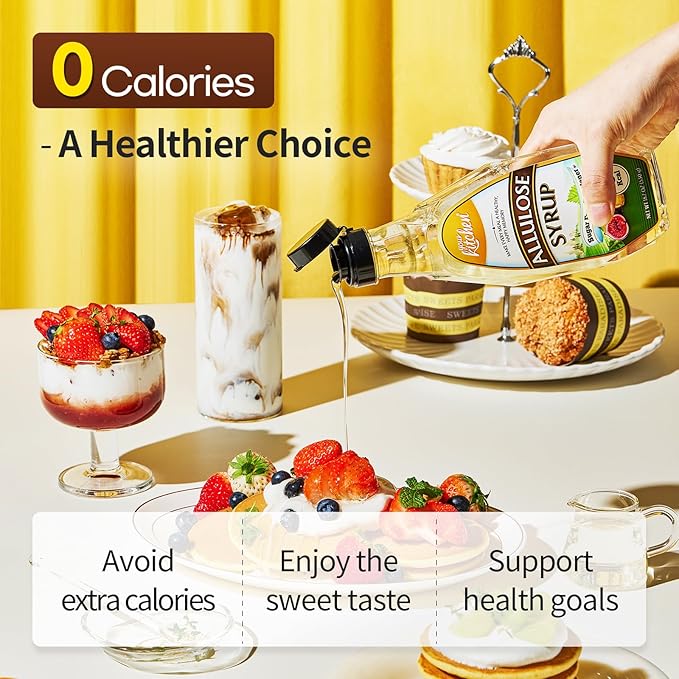 Your Kitchen Allulose Syrup 18.7 Fl Oz, Zero Calorie Sweetener, Keto Diet, Vegan Friendly Allulose Sweetener, Non GMO, Non Erythritol, Zero Net Carbs Liquid Sweetener for Baking, Drinks