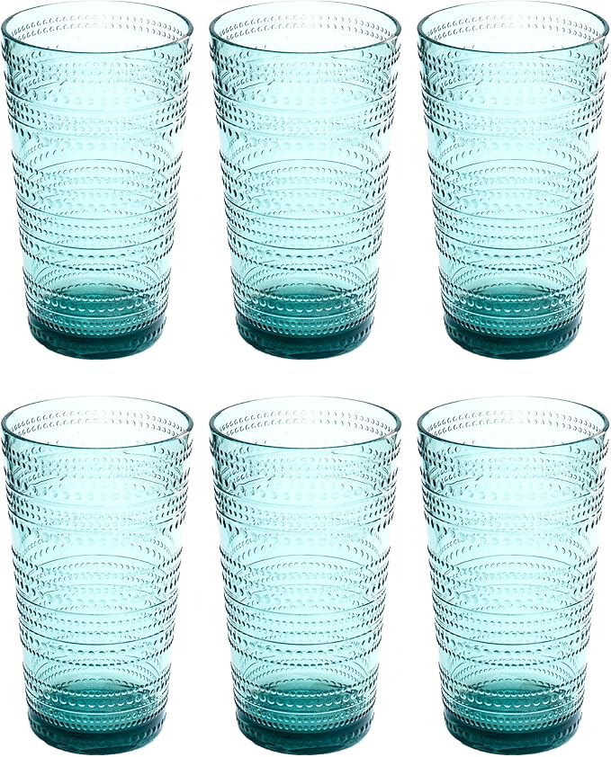 Beaded Jumbo Drinkware, Indoor/Outdoor, Sea Green, 16 oz., Set of 6