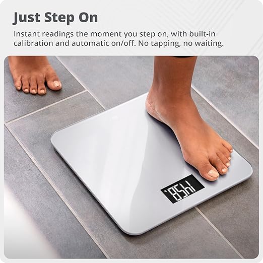 Greater Goods Digital AccuCheck Bathroom Scale for Body Weight, Capacity up to 400 lbs, Batteries Included, Pearl Gray