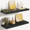 Vivelove 24 Inches Floating Shelves Wall Mounted, 10" Deep Wall Shelves for Bedroom, Bathroom, Living Room, Kitchen, Office, Home Decor, Modern Shelf, Set of 2, Black, 24x10.2x1.5