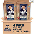 Quaker Steel Cut Oats, USDA Organic, Non GMO Project Verified, 20oz Resealable Bags (Pack of 4)