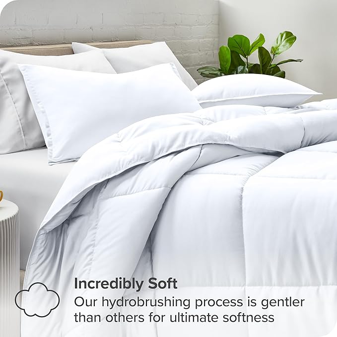 Bare Home Comforter Set - King/California King Size - Ultra-Soft - Goose Down Alternative - Premium 1800 Series - All Season Warmth (King/Cal King, White)