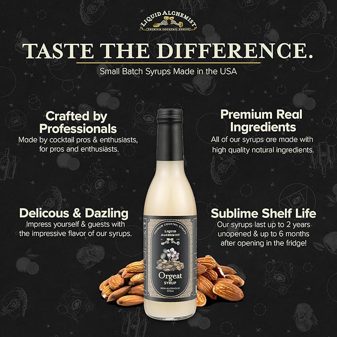 Liquid Alchemist Orgeat Syrup for Cocktails - Real Ingredients Make Our Almond Syrup the Perfect Mai Tai Mix - Non-GMO, Gluten Free & Vegan (12.7 oz)