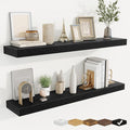 fuqing Floating Shelves for Wall, Wall Mounted Wood Floating Shelf with Invisible Brackets for Living Room, Bathroom, Bedroom, Kitchen Storage and Decor, 40 Inch Set of 2, Black