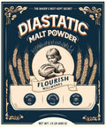 Flourish Millworks Diastatic Malt Powder 24oz. - Premium Baking Enhancer & Dough Improver - The Baker's Best-Kept Secret for Perfect Rise and Browning (1.5 lbs.)