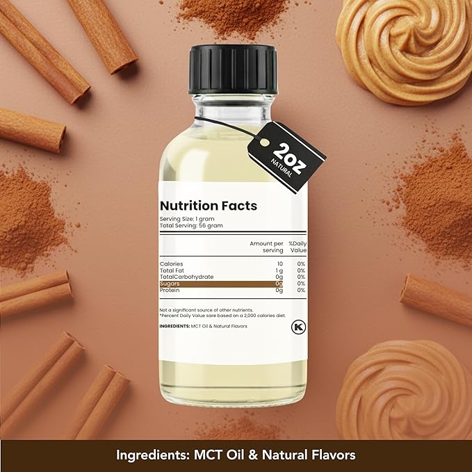 Dolce Flav Natural Cinnamon Extract – 2 Ounce Oil-Soluble Kosher, Sugar-Free, Concentrated Spice Flavor for Candy, Chocolates & Desserts, Includes Measured Dropper