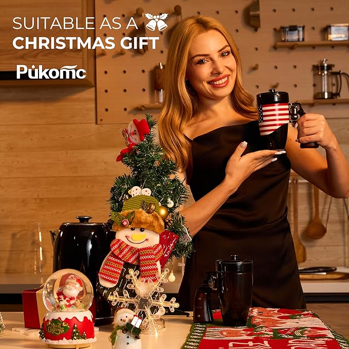 Pukomc Novelty Ceramic Coffee Mug, Birthday Gifts for Men and Women, fathers gifts, Coffee Mugs for Men (16OZ) (Black & Flag)