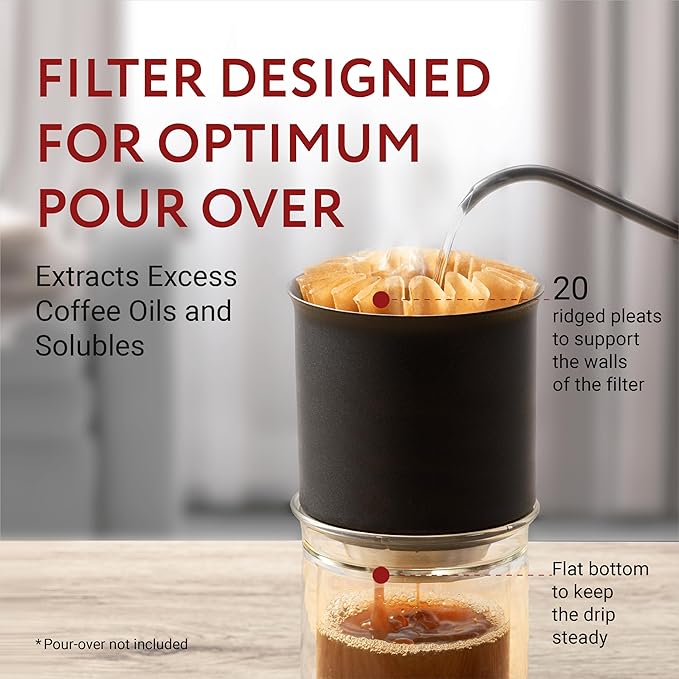 IMPRESA Stagg XF Pour Over Coffee Filter - Brown, 200-Pack & Disposable Pour Over Filters - Flat Bottom Papers for Coffee Maker - Compatible with Fellow Stagg XF