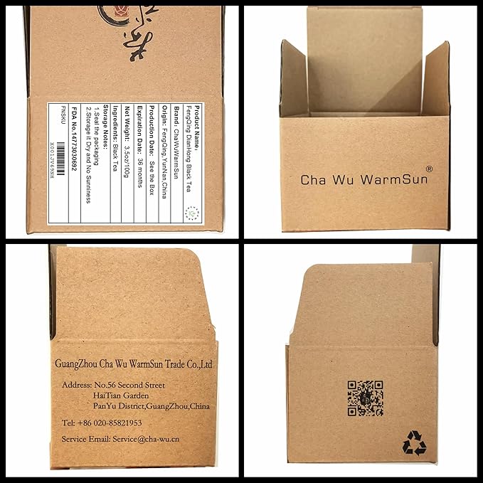 ChaWuWarmSun [B] FengQing DianHong Black Tea,3.5oz/100g,Loose Leaf,YunNan Big Leaf Arbor Tea.