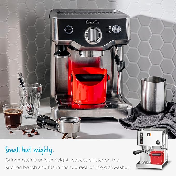Dreamfarm Grindenstèin Sturdy, Compact, Modern Space-Saving Espresso Coffee Grind Knock Box - Red