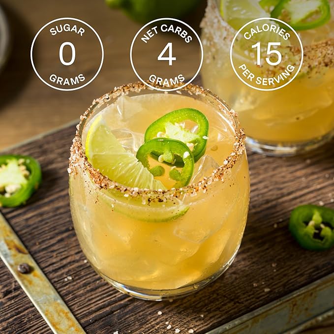 SAYSO Skinny Spicy Margarita Cocktail Sticks | Craft Cocktail or Mocktail in 1 Min, Just Add Water + Spirits (0g Sugar, 15 Calories, Vegan, Gluten-Free, Kosher, Non-GMO), 8 Single-Serve Mixers